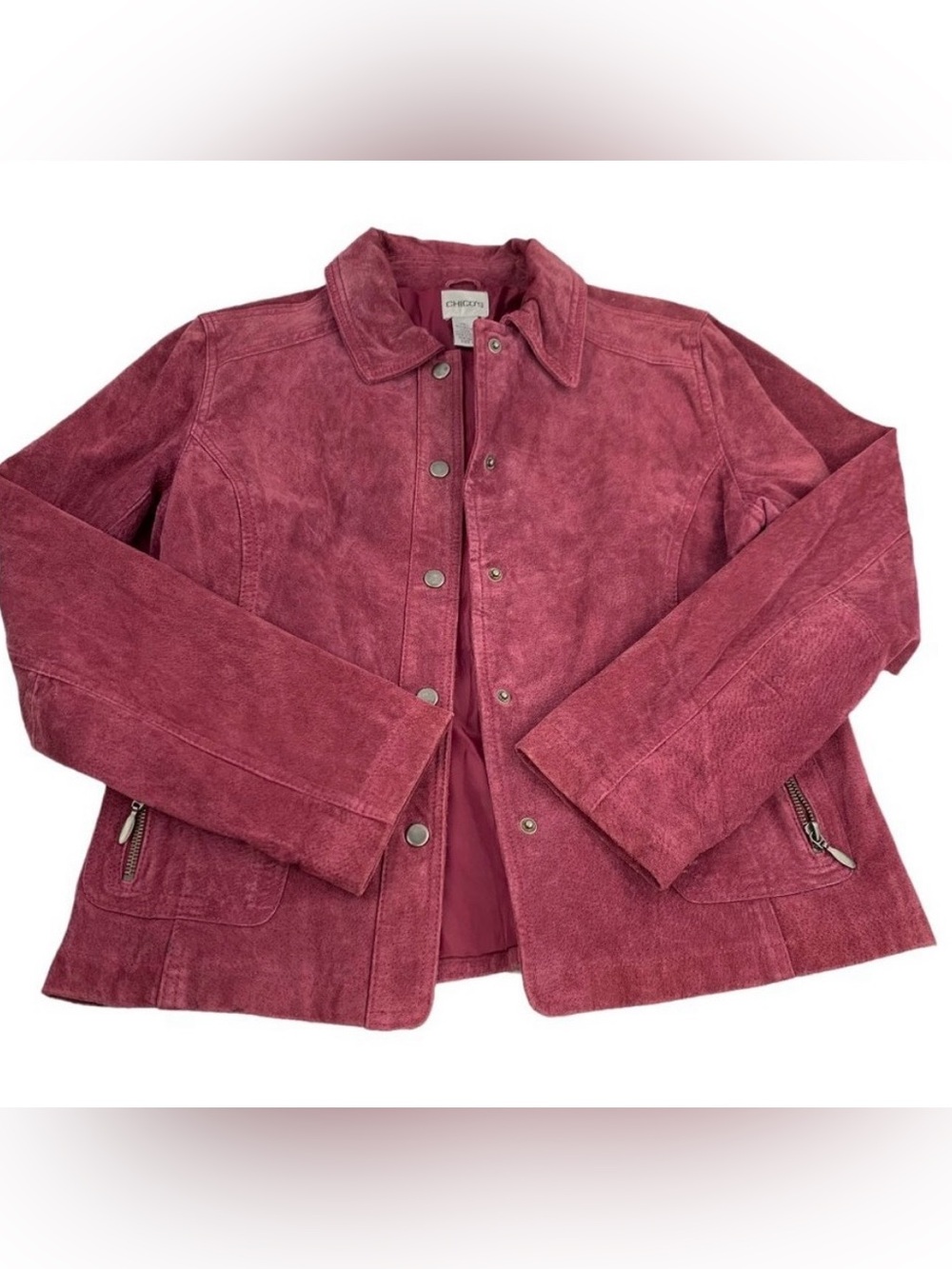 Chico's Women's Suede Button-Front Jacket in wine